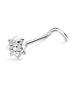  Square With Ball Silver Nose Stud NSKB-1257